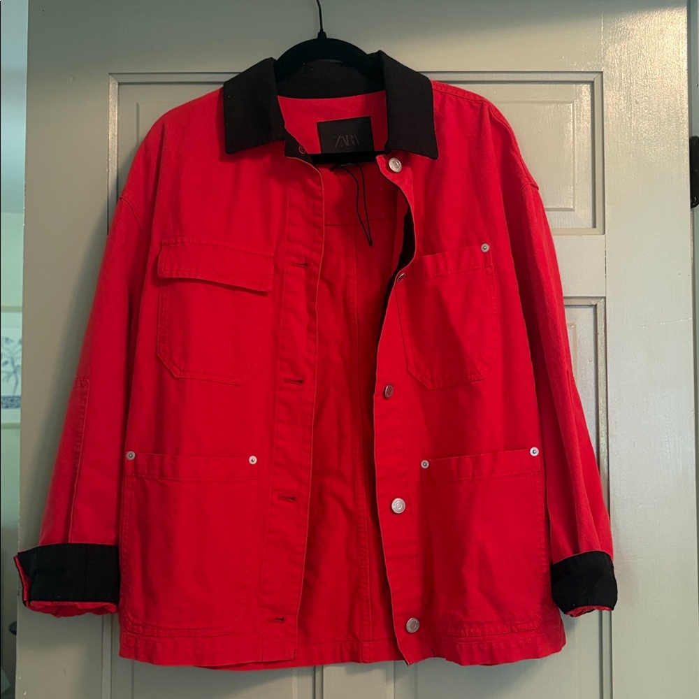 Vital Zara Red barn Jacket with Black Collar never worn XS - Picture 3 of 8